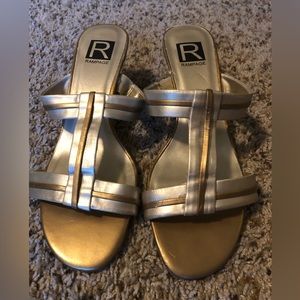 Metallic dress sandals by Rampage